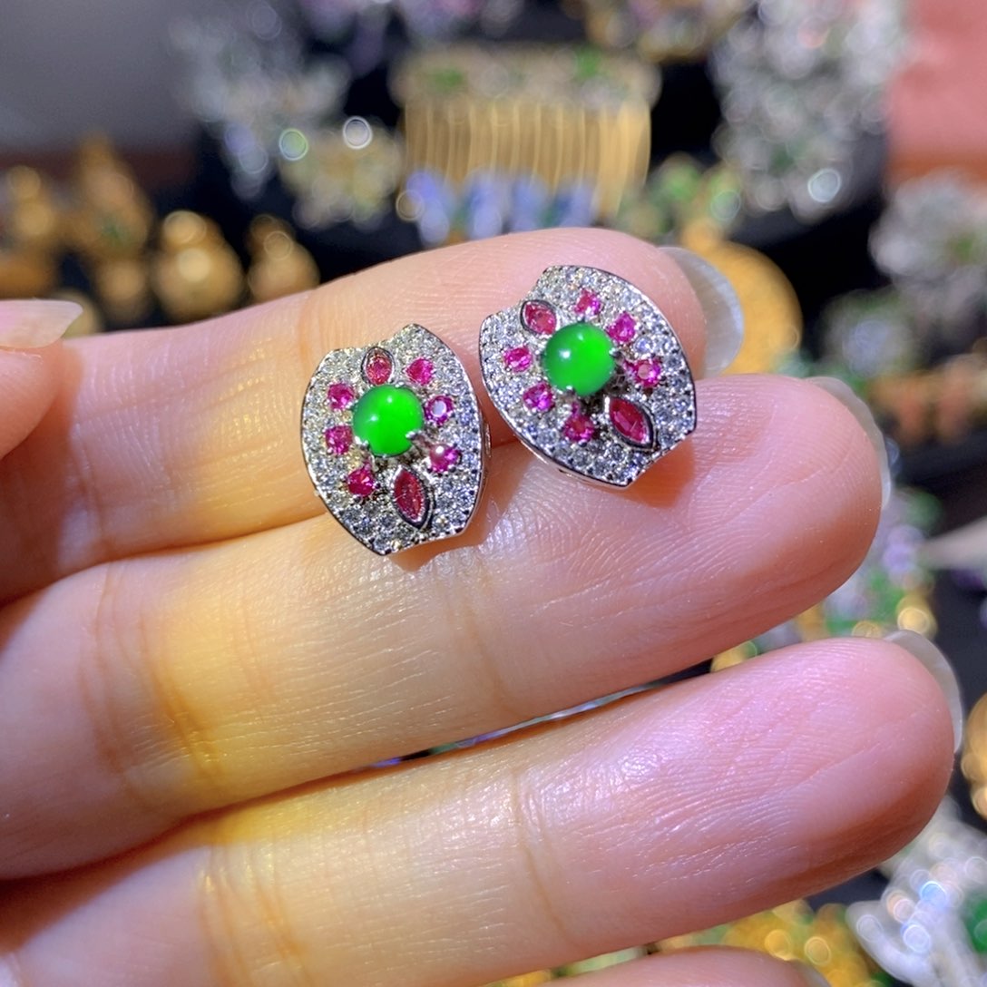 吊坠(不含链)银S925镶嵌翡翠