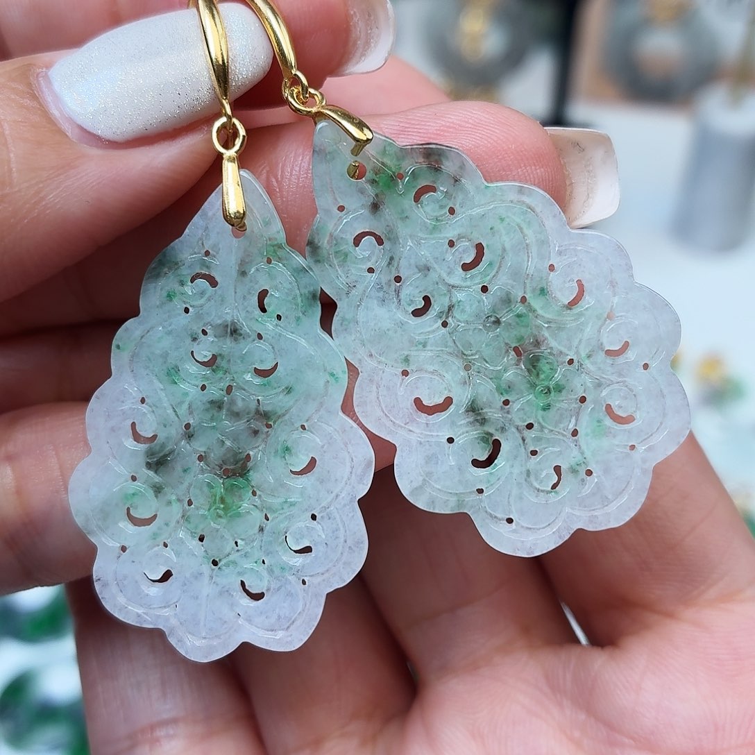 翡翠银S925镶嵌耳饰