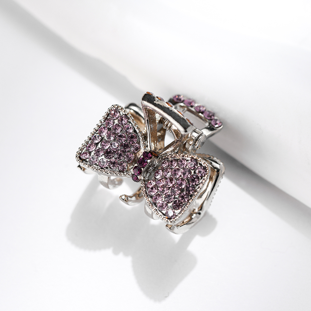 FJ2989迷你浅紫蝴蝶结抓夹