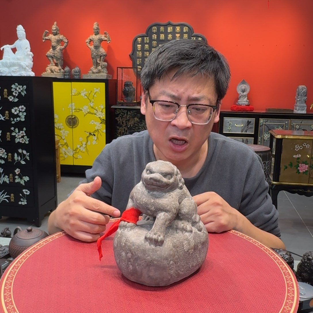 你***哥石材晋錾石雕手工雕刻摆件