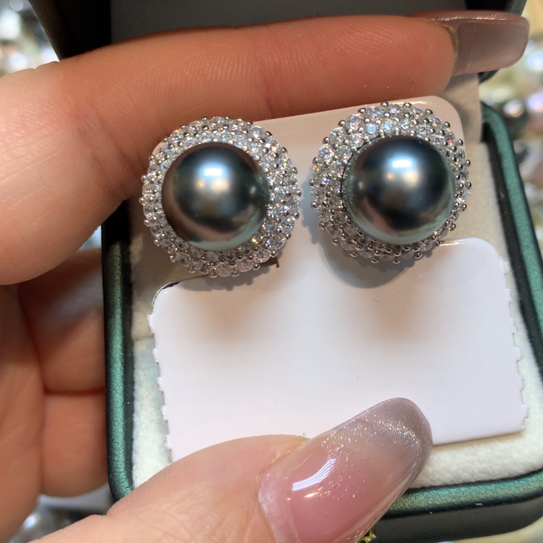 海水珍珠耳饰银S925镶嵌