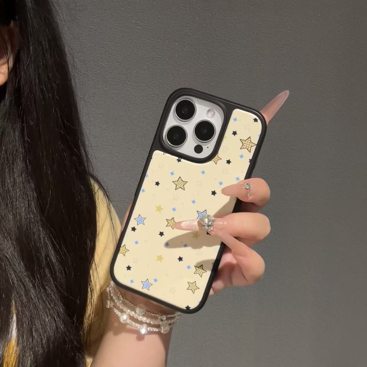 小众星星适用苹果17pro小众晶瓷手机壳iPhone14磁吸硬防摔高级女