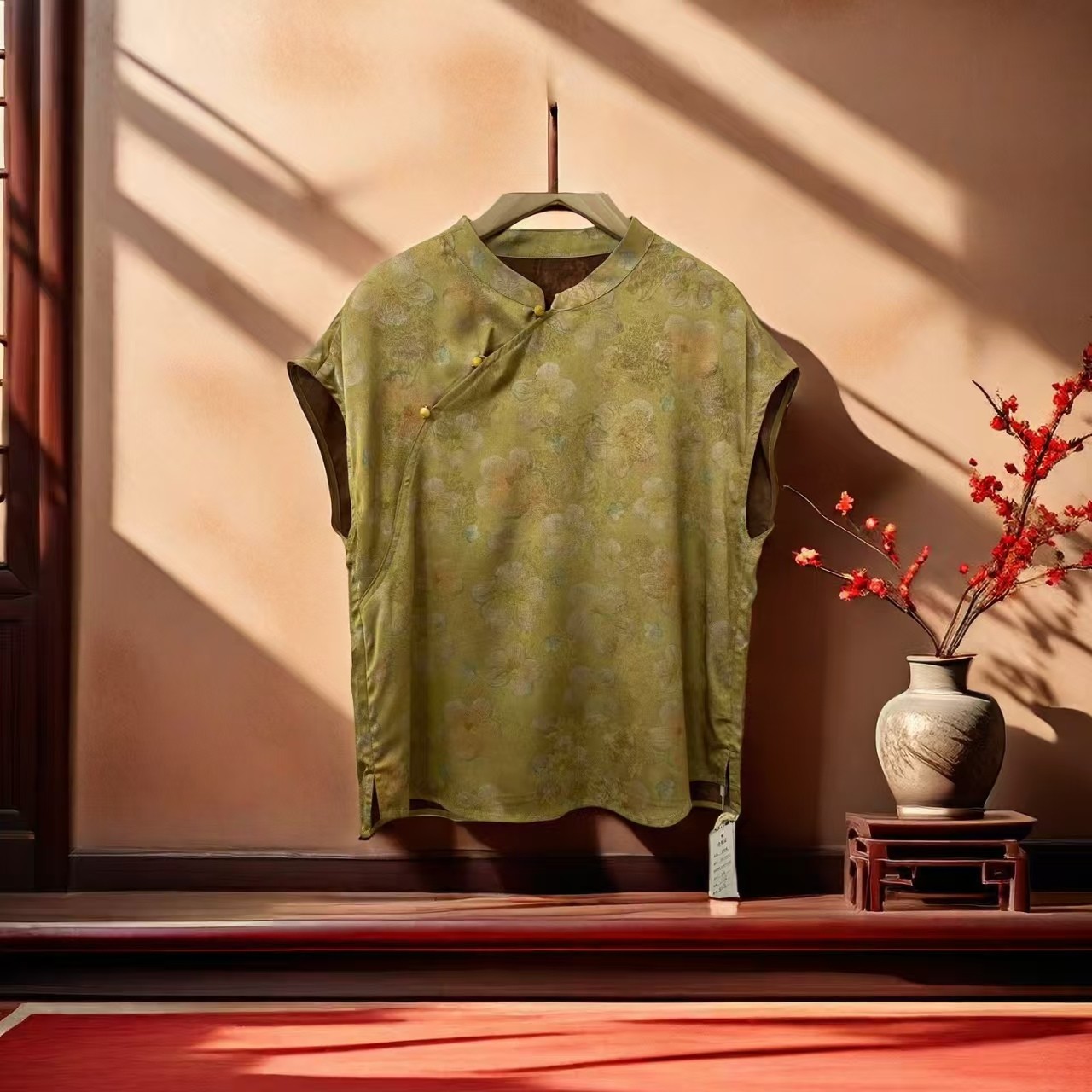 1376花花上衣妈妈装高贵新款妈妈装洋气收腰过膝法式