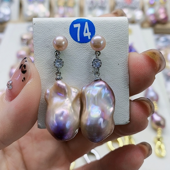 银S925镶嵌耳饰淡水珍珠