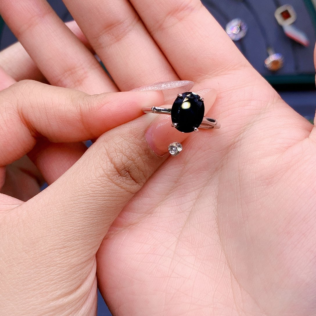 蓝宝石戒指银S925镶嵌