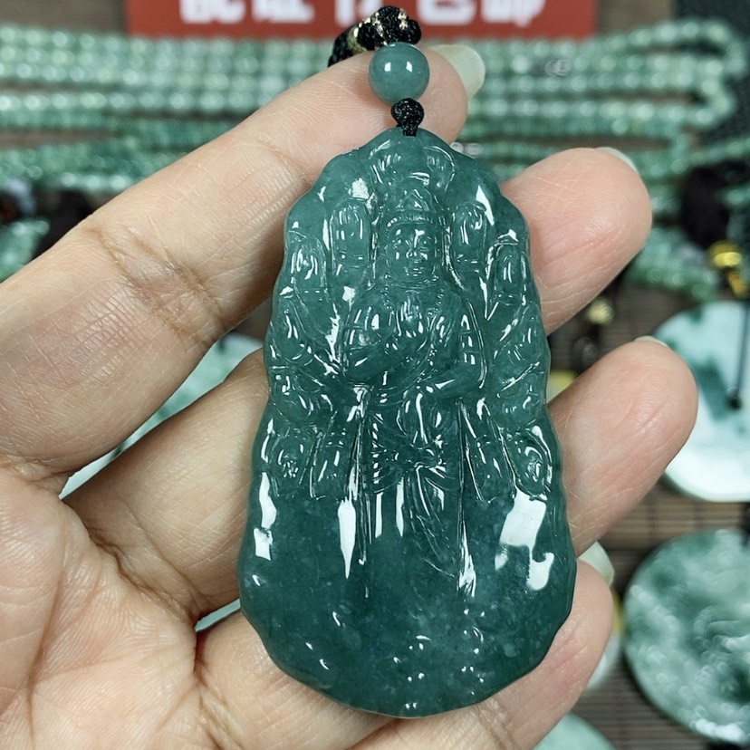 【闪购商品】翡翠颈饰未镶嵌玉吊坠翡翠玉双面鼠守护神千手观音