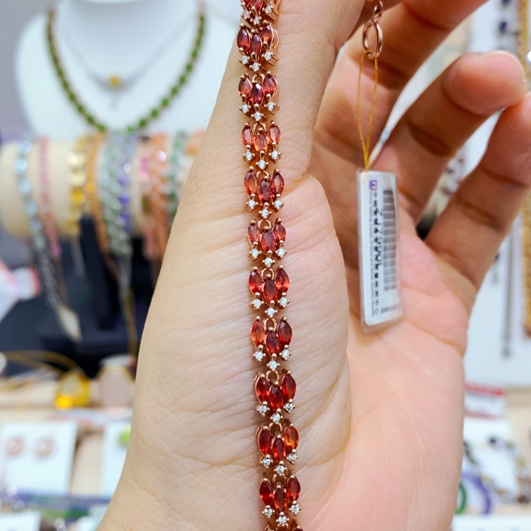 彩色蓝宝石手链银S925镶嵌