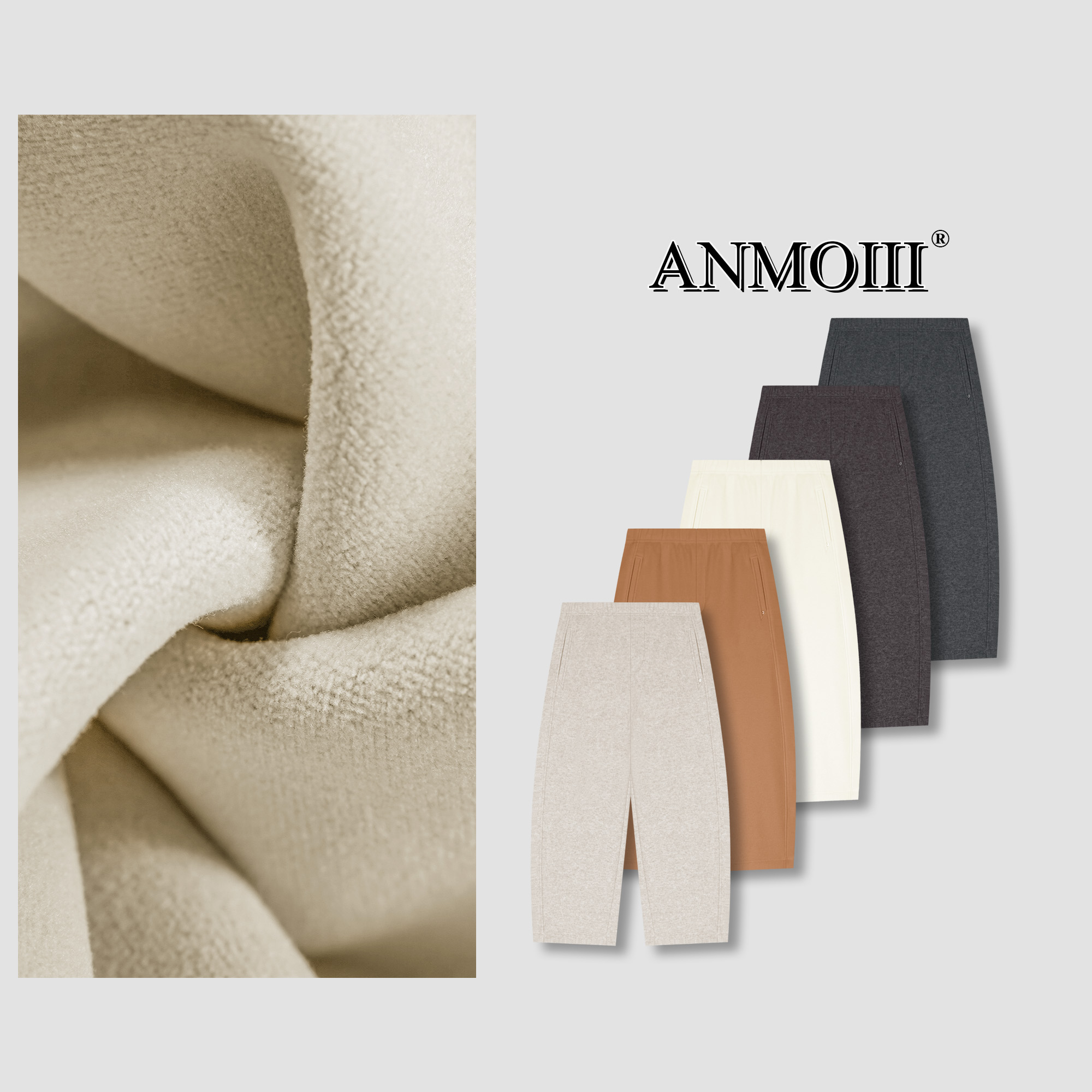 ANMOIII【羊毛加绒裤】冬季新款窄版百搭加厚保暖休闲九分裤子女