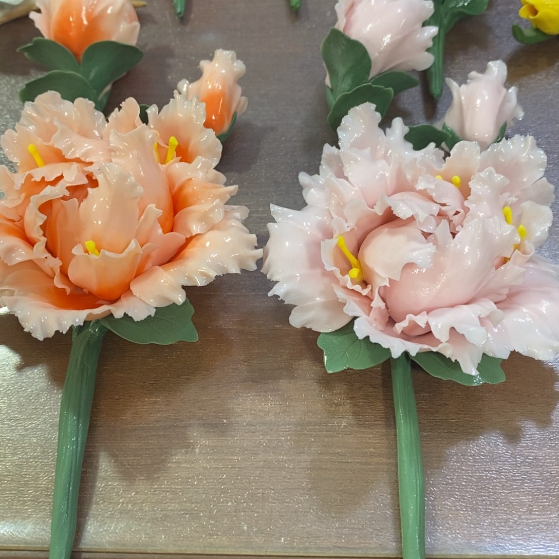 摆件陶瓷手工花摆件