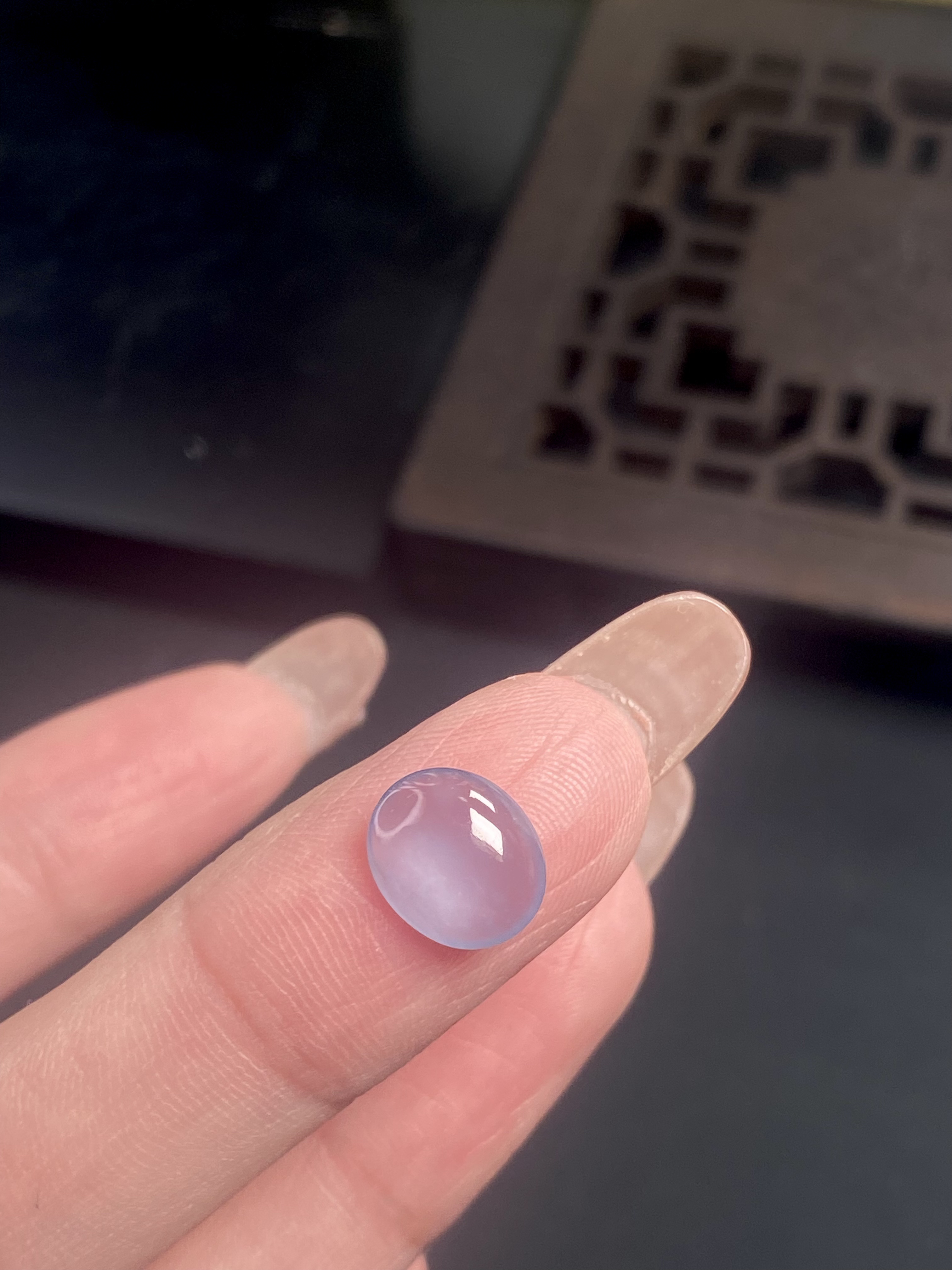 天然缅甸翡翠A货冰紫罗兰翡翠蛋面冰润裸石镶嵌女士戒指吊坠