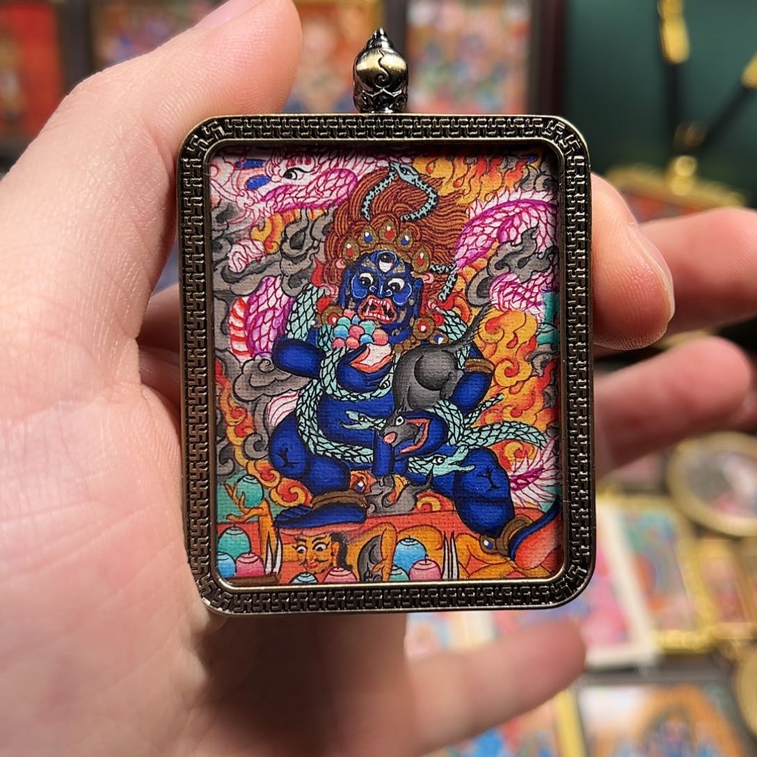 吊坠黑cc纯手绘唐卡作品