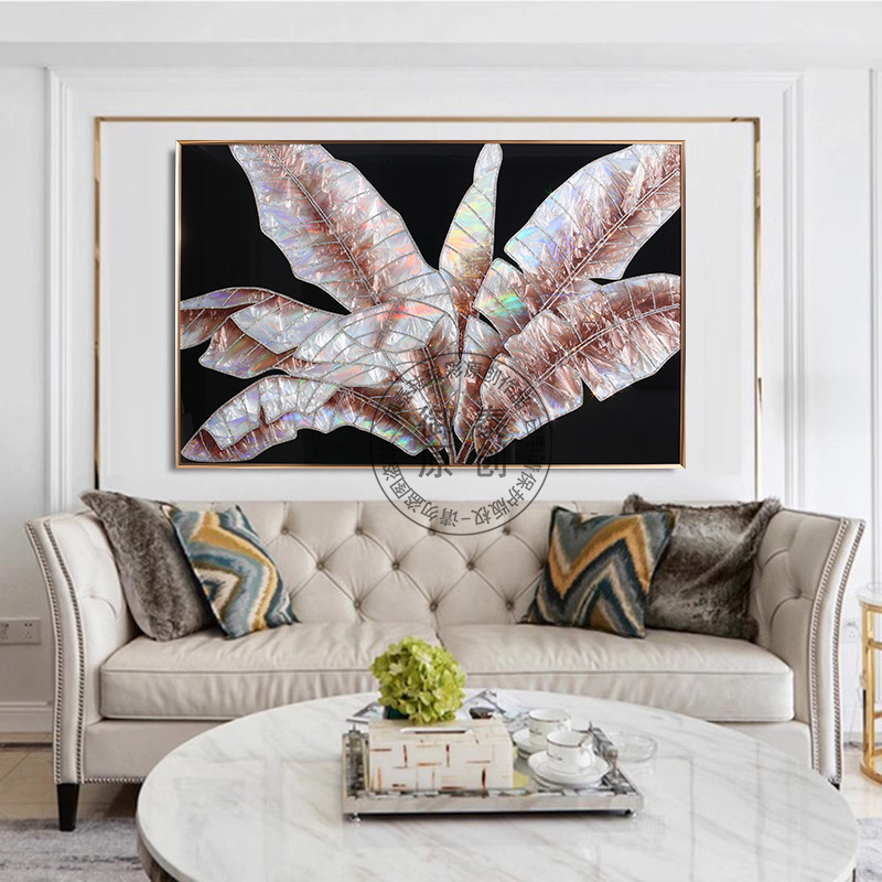 现代轻奢镶钻手工珐琅彩装饰画家大业大客厅沙发背景挂画横版入户
