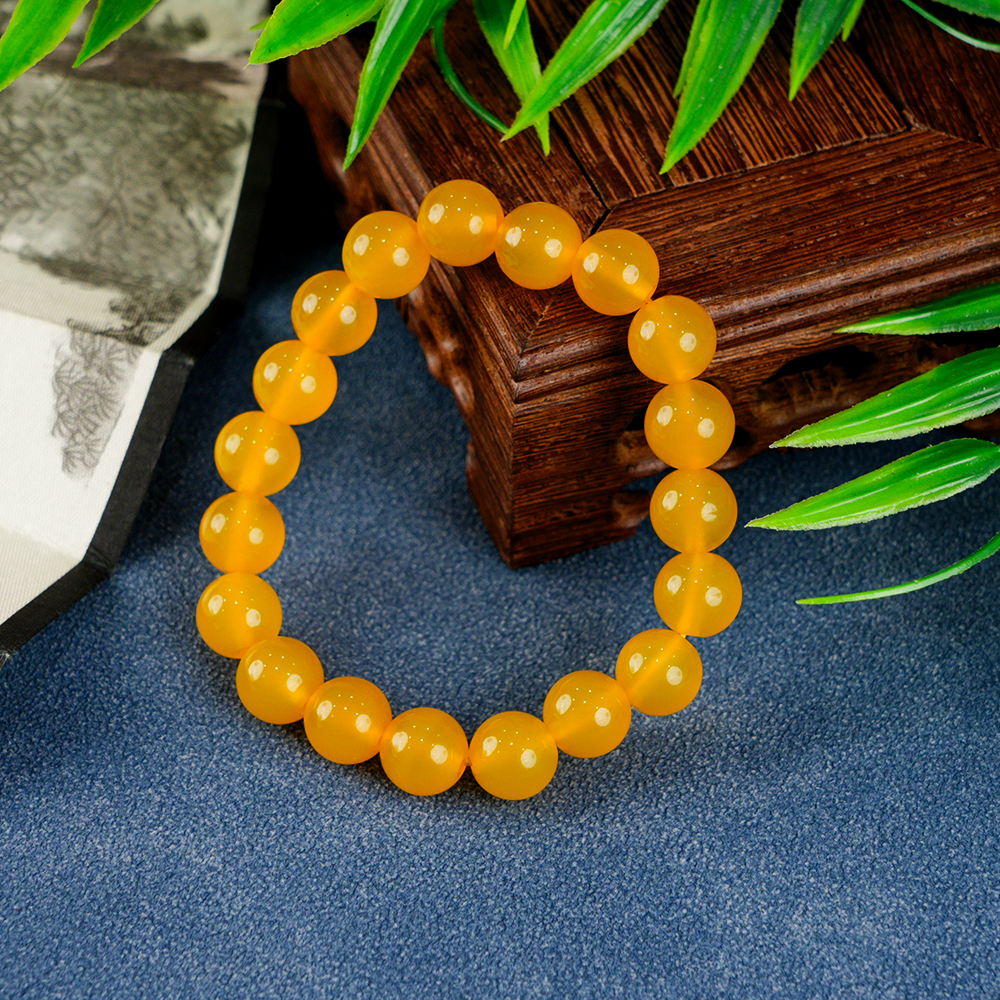 保真天然黄玛瑙纯色10mm多样性发其一MN282