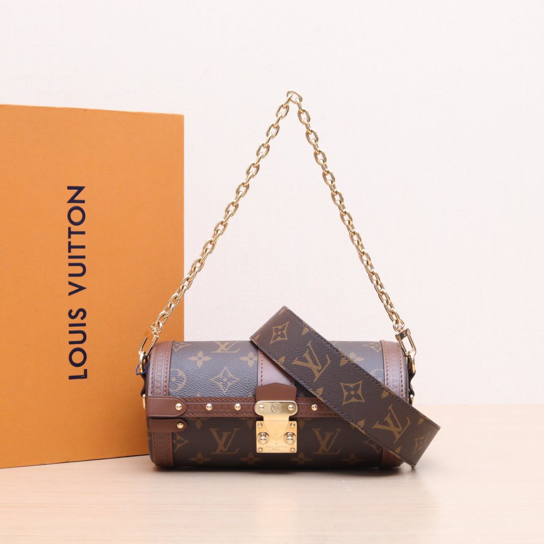 99新 LouisVuitton/路易威登 小花柳 巴比龙 链条圆桶包芯片