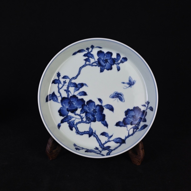雯华堂 景德镇仿明折枝山茶花壶承 直径16.5cm