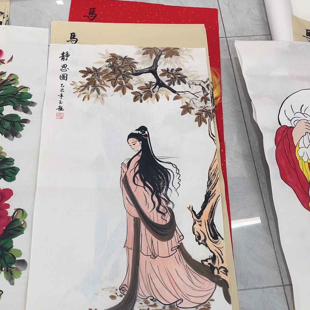 国画国画作品原稿三尺美女