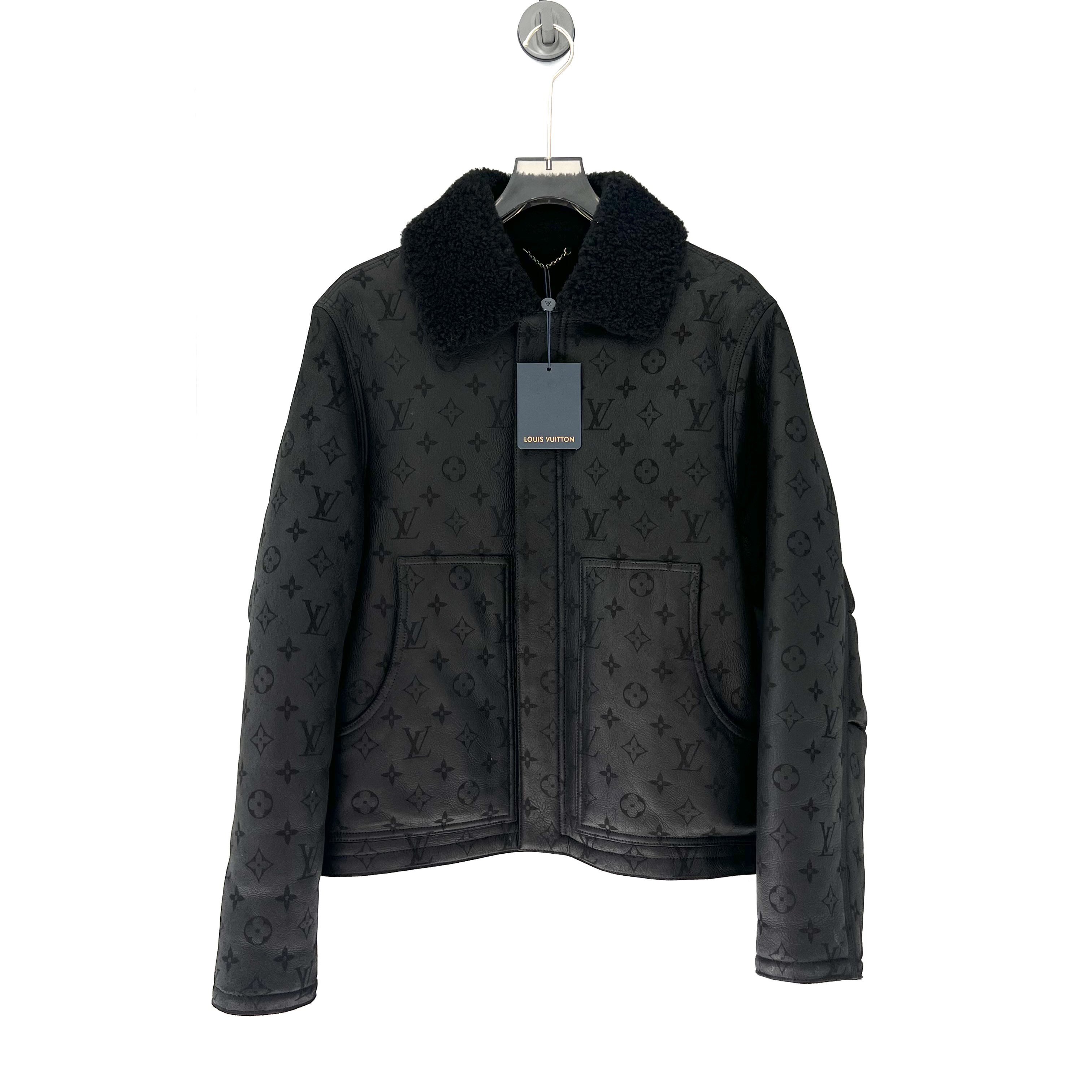 未使用 LouisVuitton/路易威登 满印压纹皮夹克外套/48码（北京）