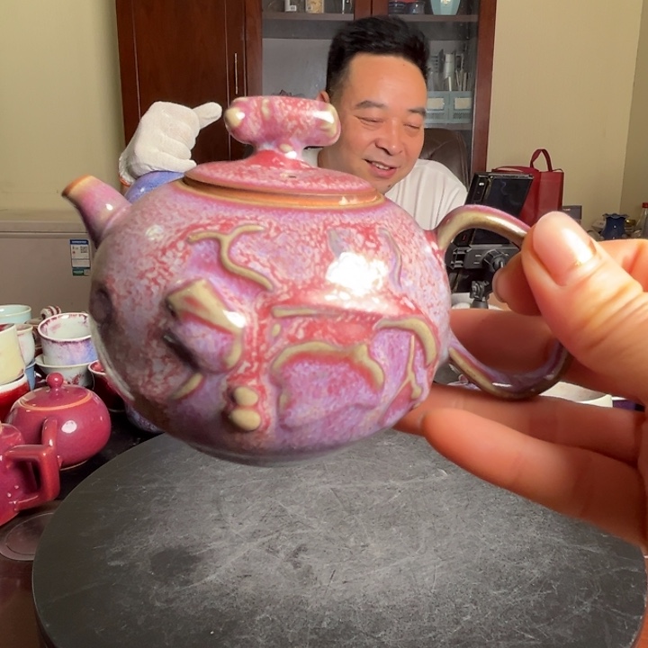 李****画牛家钧窑牛自恒老师钧瓷壶
