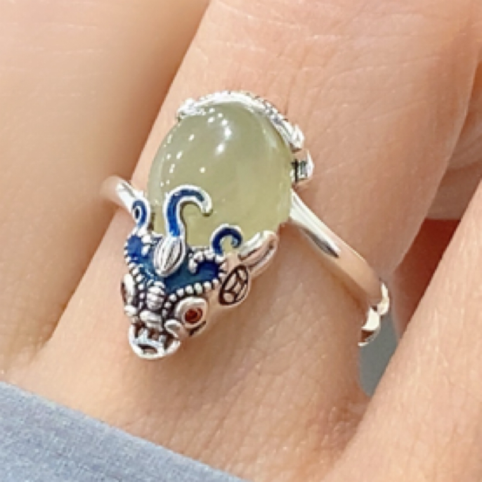 新款胖墩墩和田玉貔貅戒指