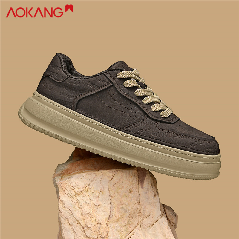 Aokang/奥康栗子褐秋冬欧若风百搭保暖防滑耐磨宽楦45大码男鞋