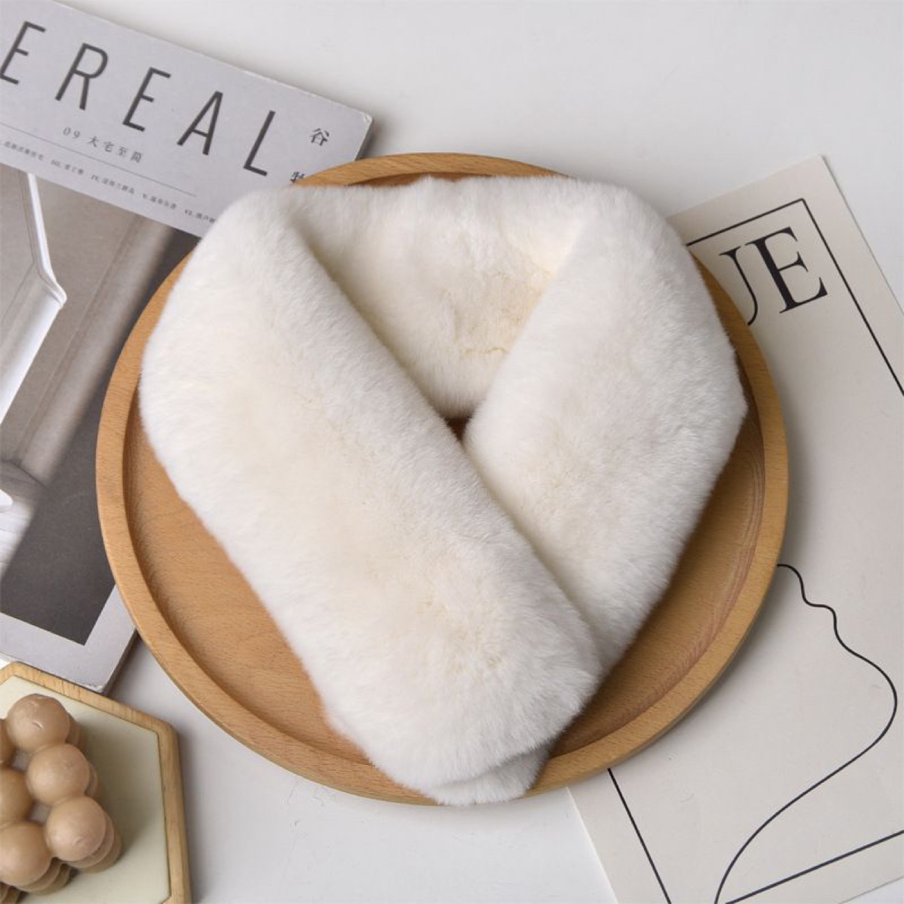 《双面獭兔磁吸围脖》秋冬女韩版百搭保暖双面毛真毛獭兔围脖简约款