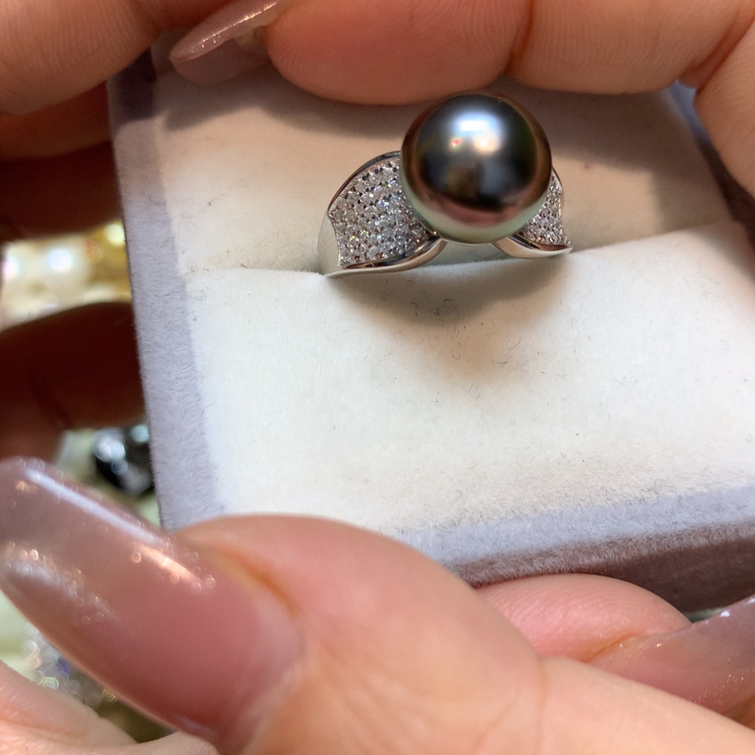 海水珍珠戒指银S925镶嵌
