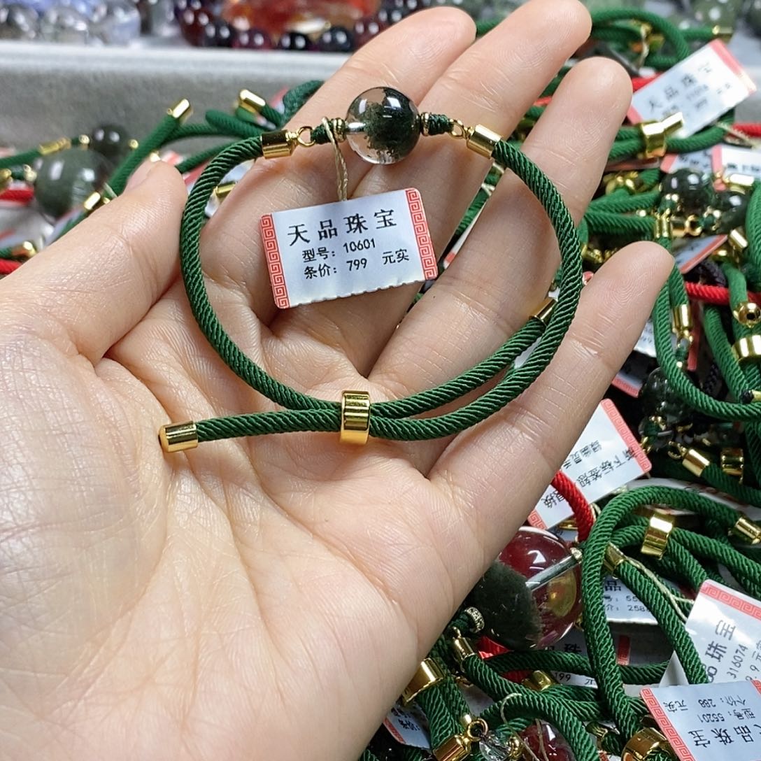 夜***雨未镶嵌水晶手链绿幽灵10601