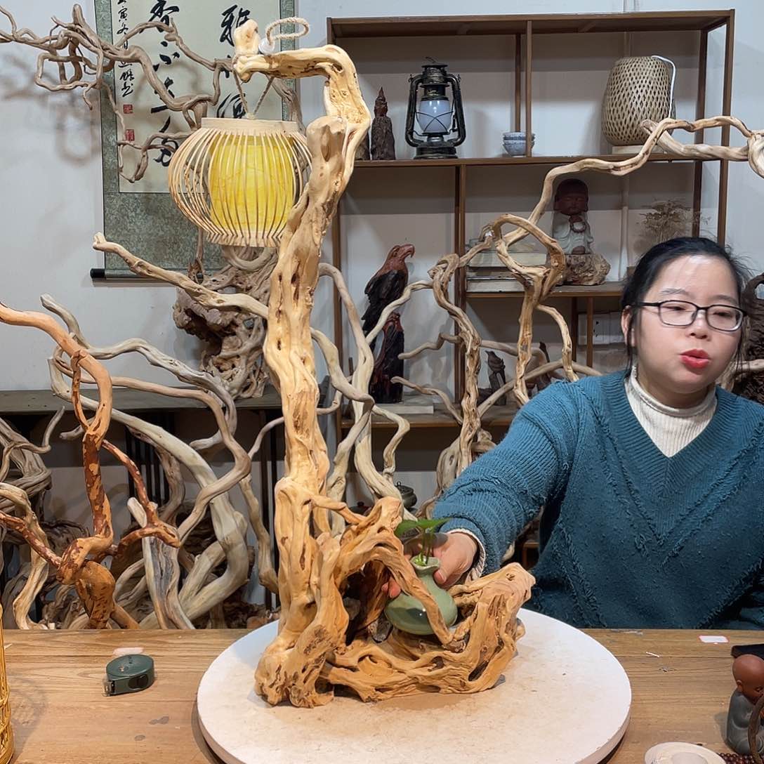 香杉木杜鹃根根艺摆件