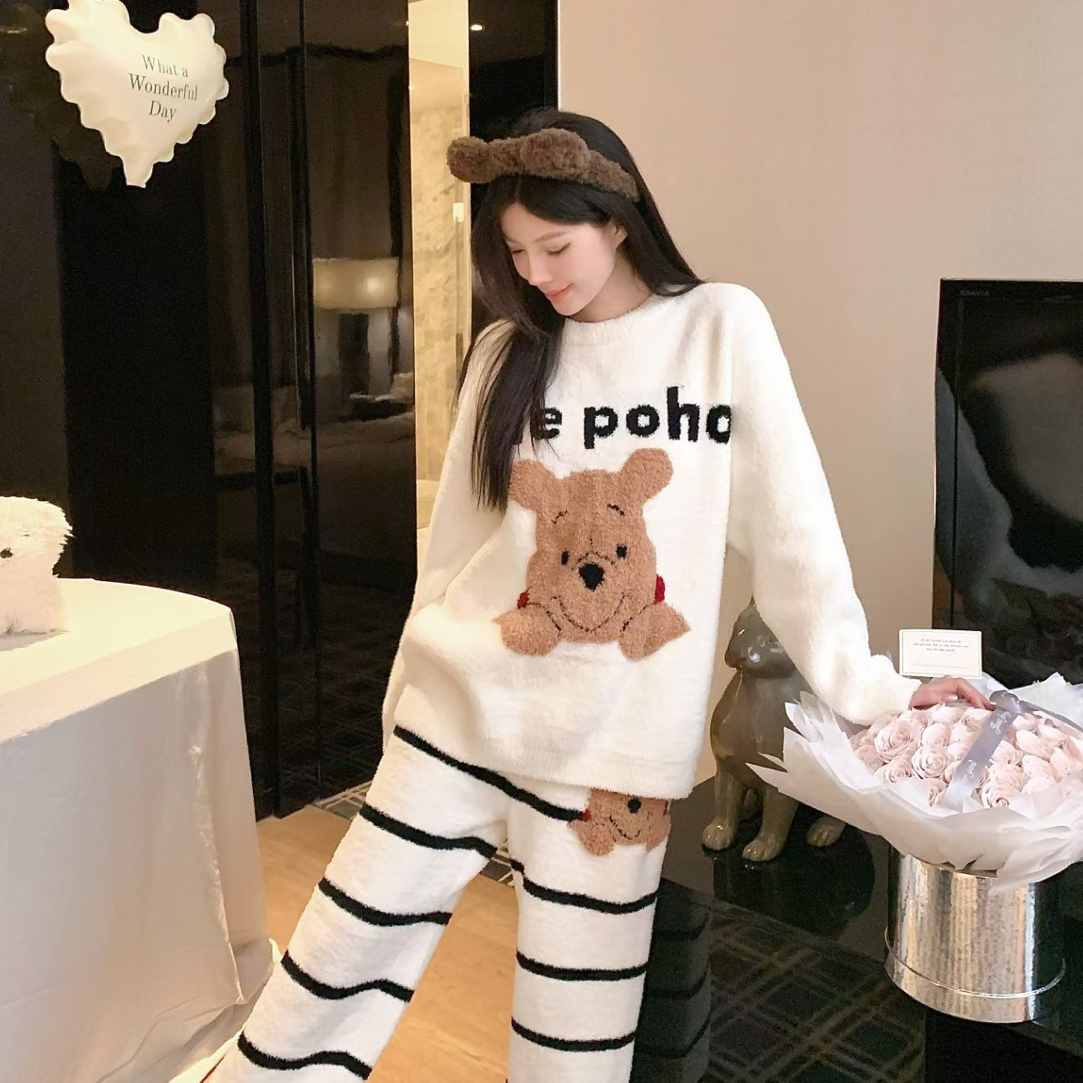 编号【901-999】2025新款秋冬加厚加绒软绵绵睡衣半边绒家居服套装