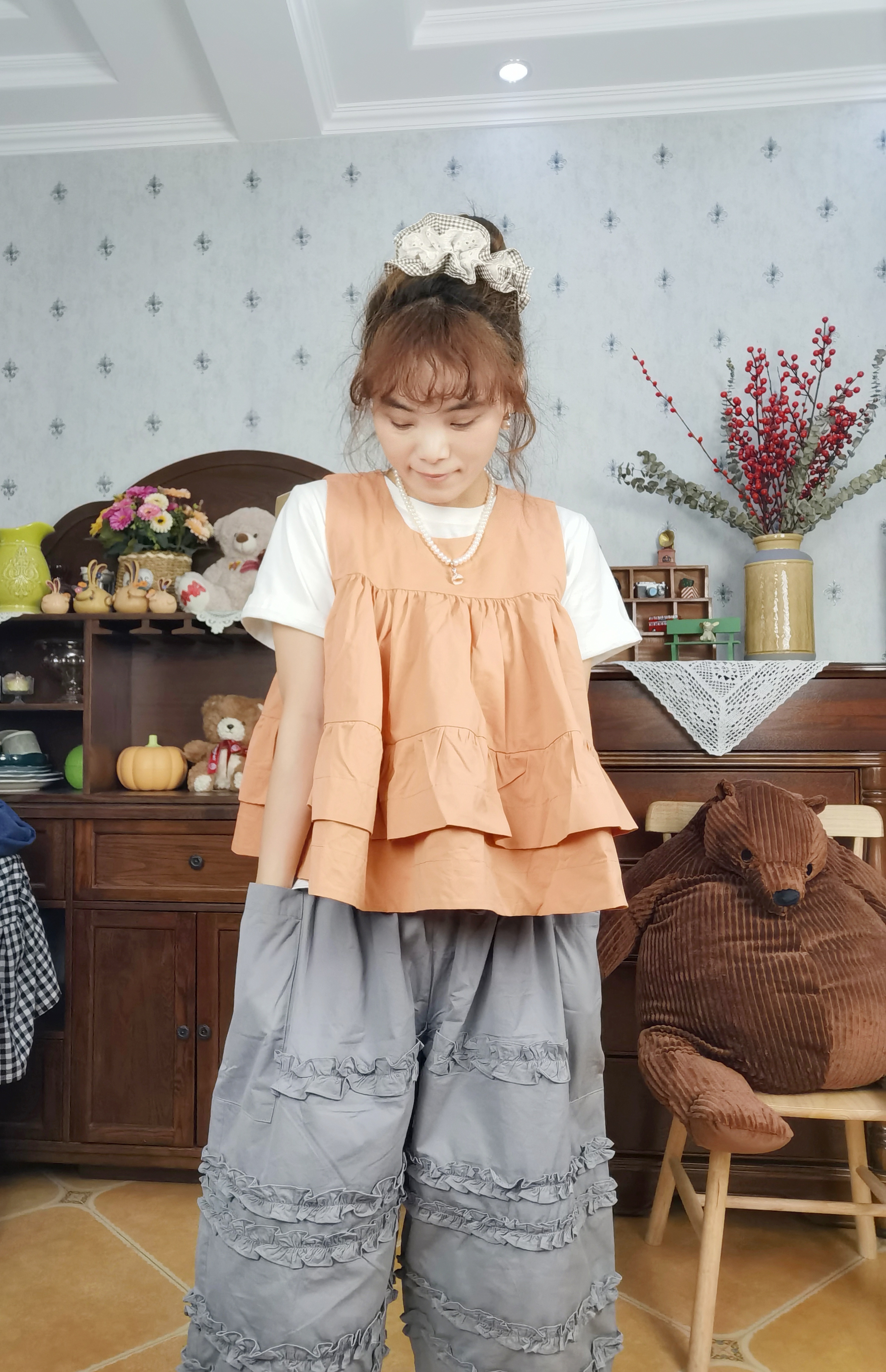 新款水洗棉叠穿娃娃款背心