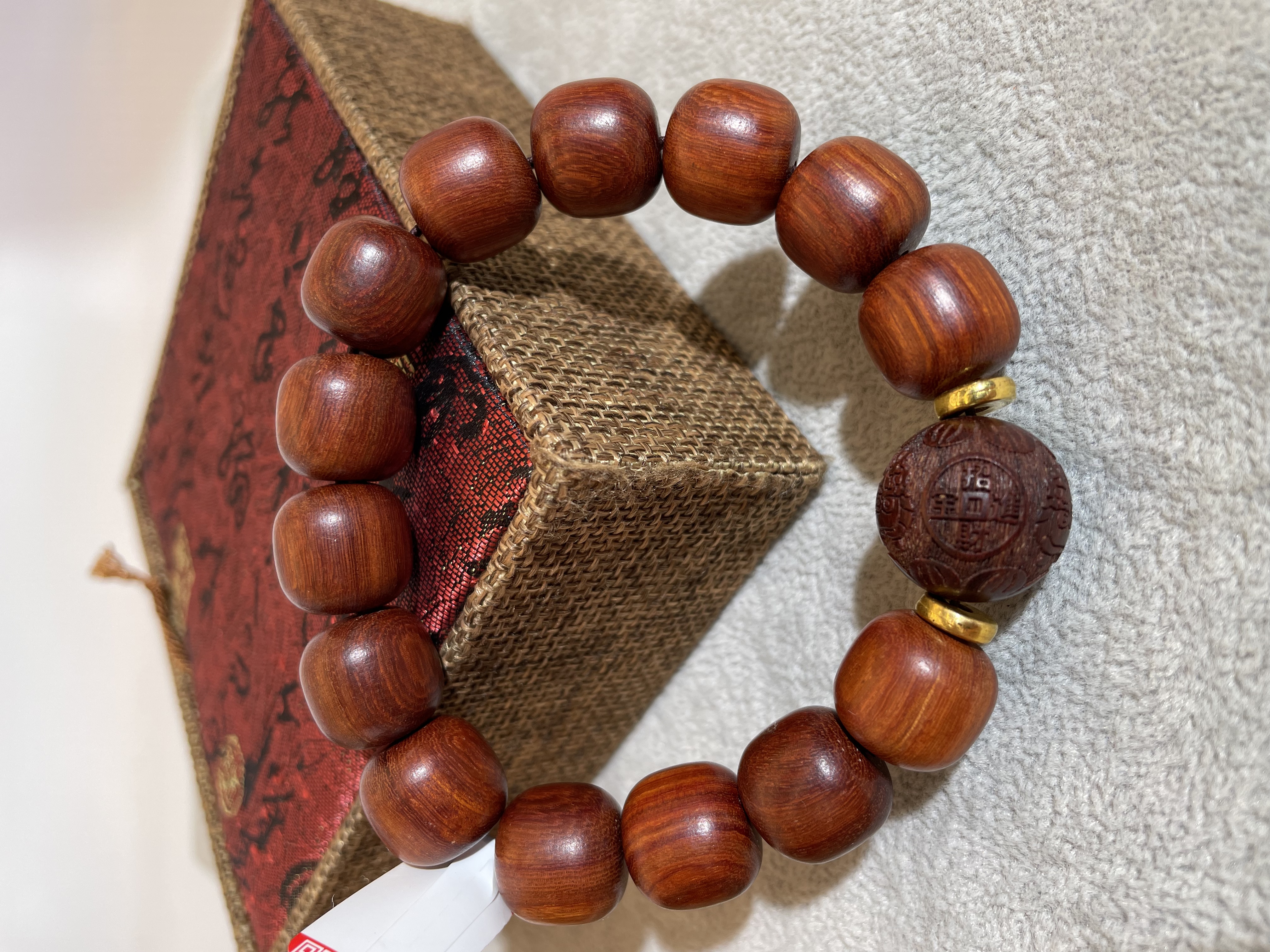 鸿鹄文玩手串 15M 红檀招财进宝A8097