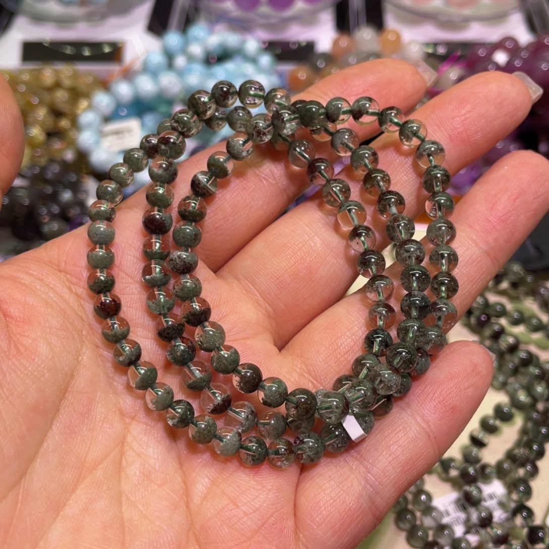 水晶手链未镶嵌5.8mm绿幽灵