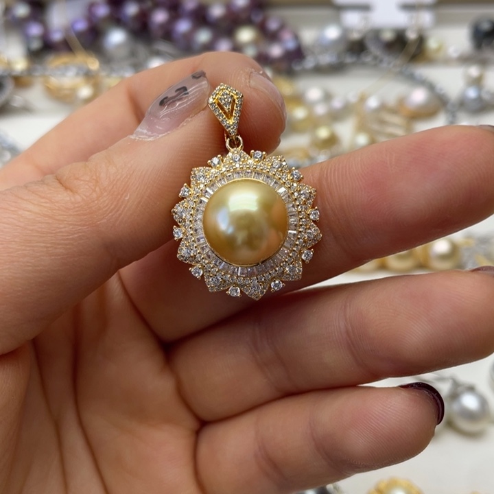 海水珍珠吊坠(不含链)银S925镶嵌