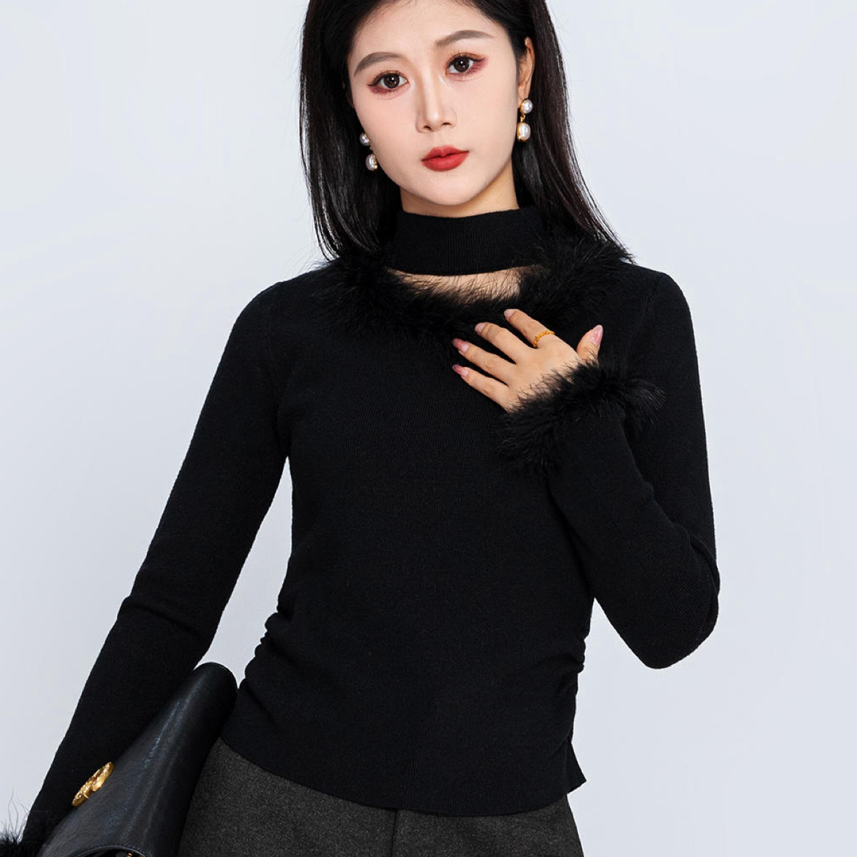 武冈她之蝶25冬上衣 1254167款时尚细针织