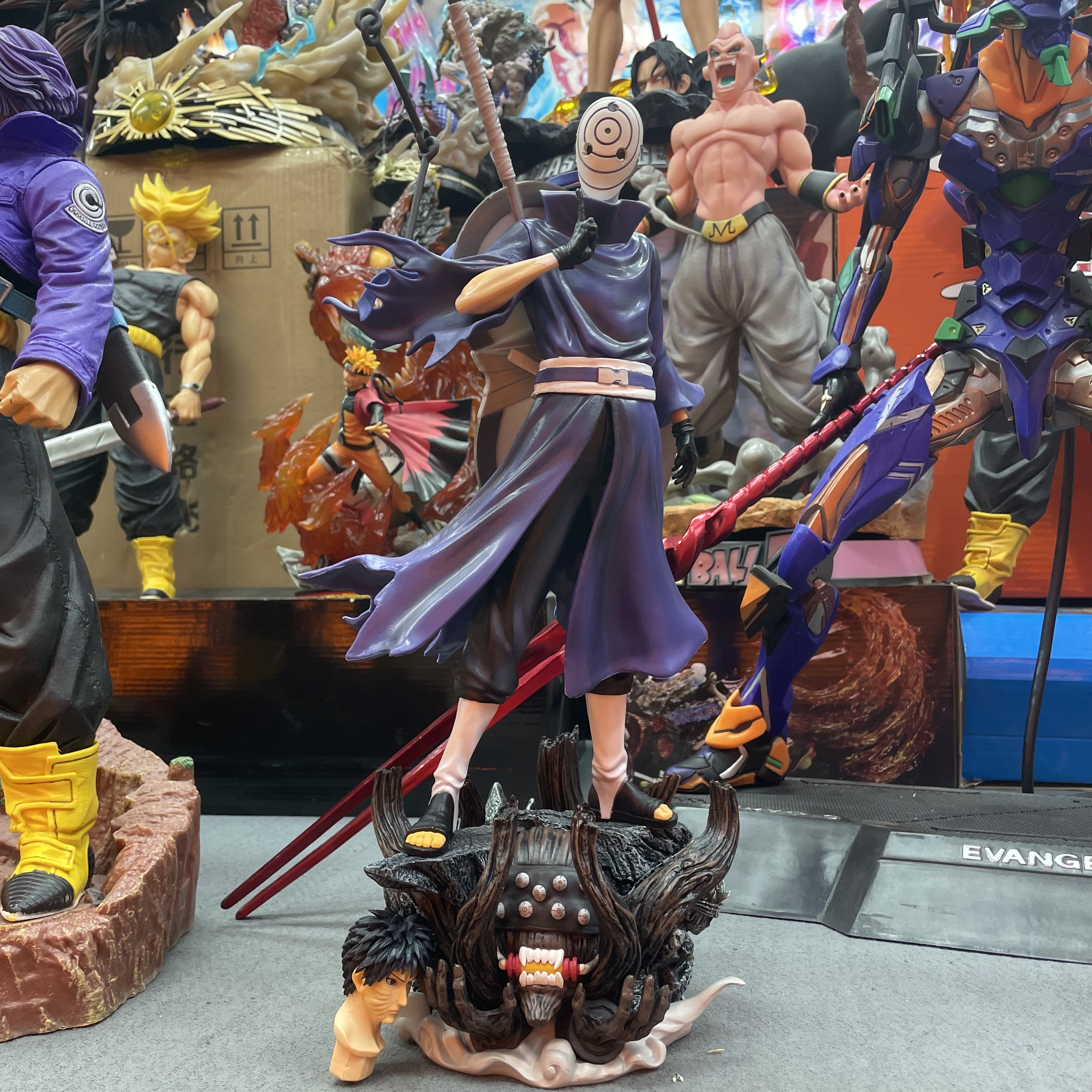 （现货） 火影忍者 巨浪幕后带土+两个头雕 手办模玩摆件 高约25cm