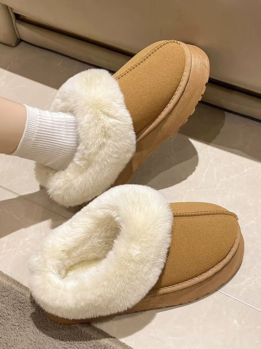 【锐姐优选】[T01面包雪地靴]网红时尚厚底毛口雪地靴