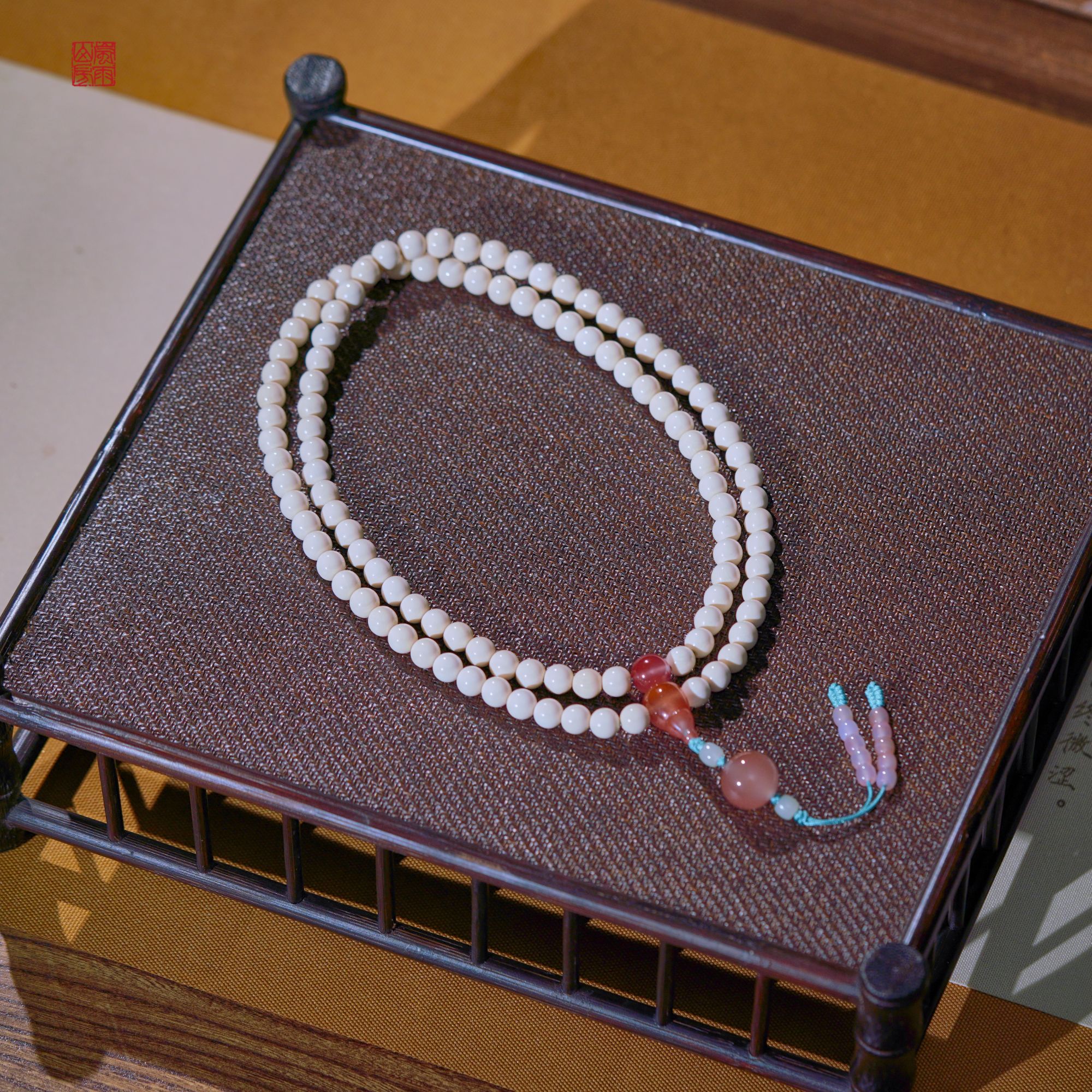 猛犸  南红冰粉108手持  设计款毛衣链项链手串 8mm