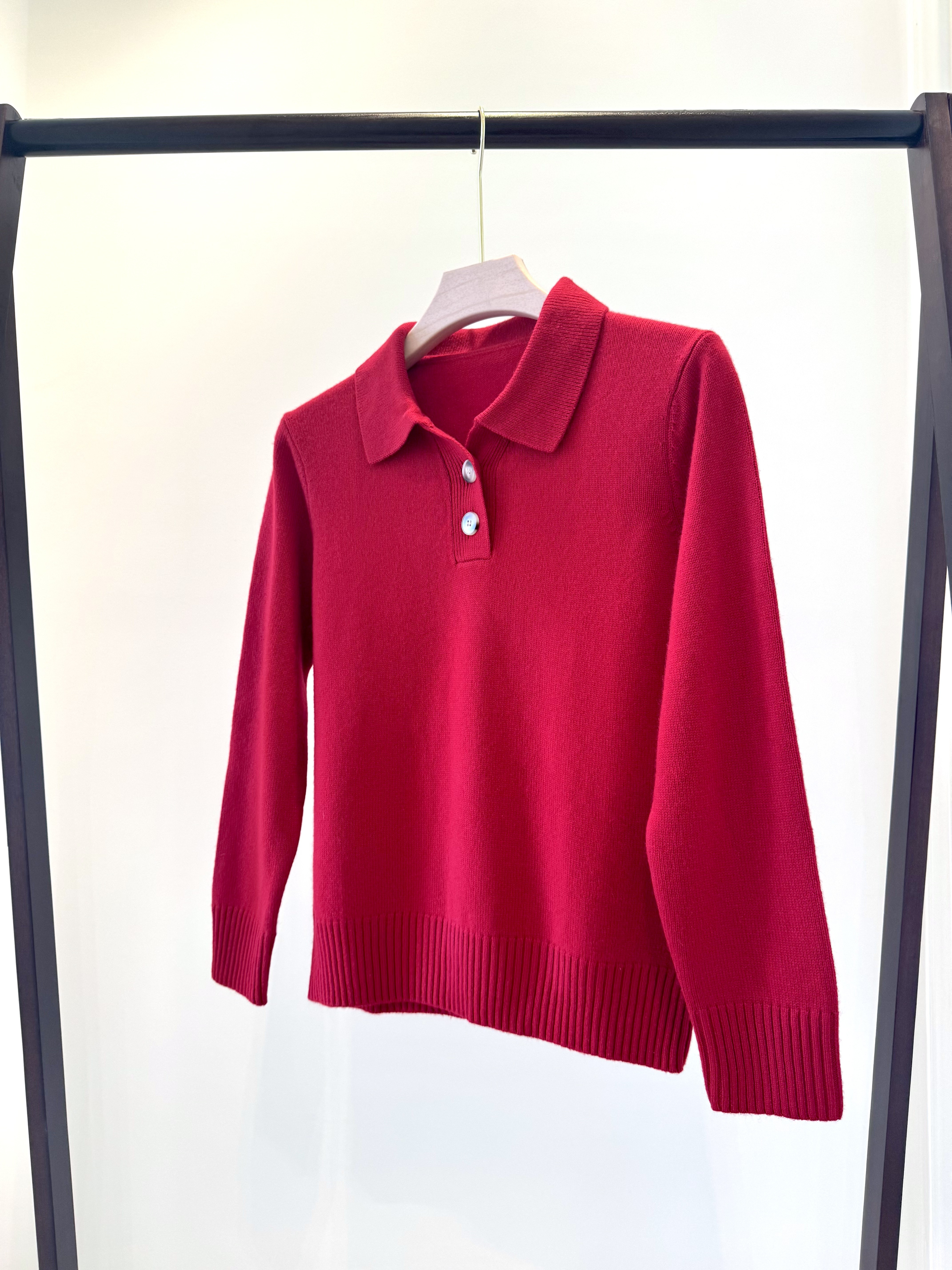 翻领加厚针织女套衫