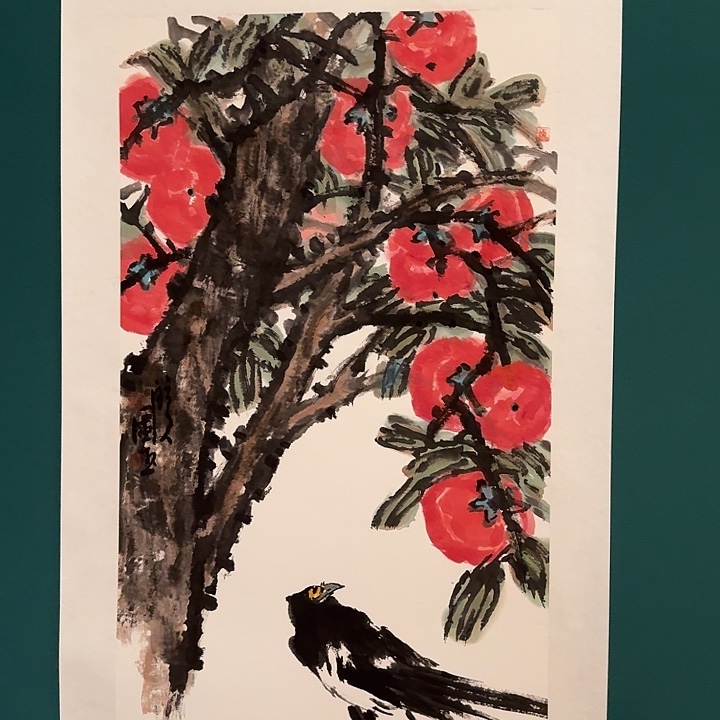 国画单老师画作画作