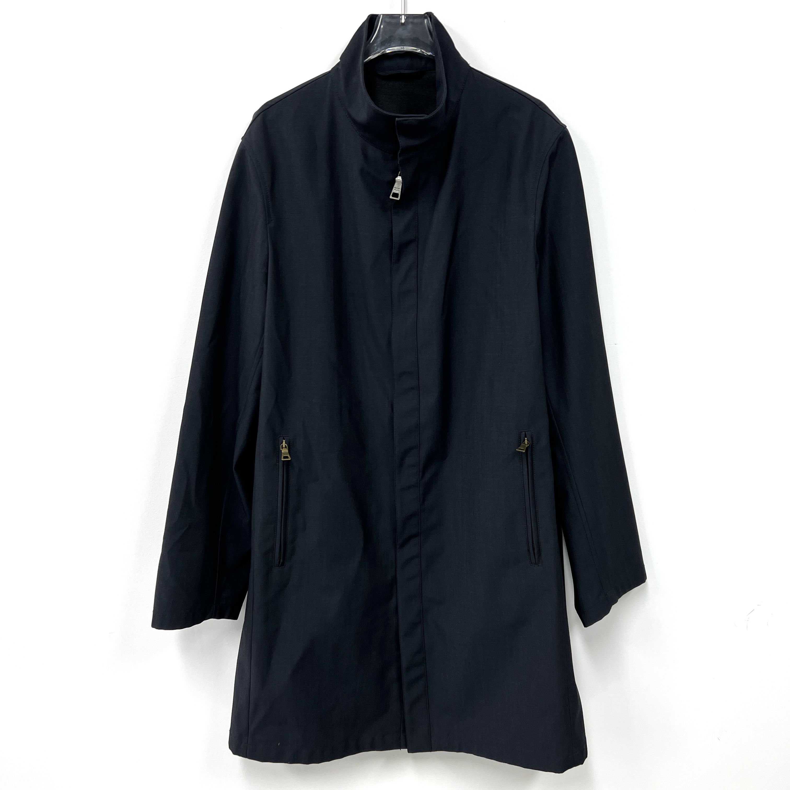 95新 Prada/普拉达 字母logo蓝色中长款风衣夹克  48码/羊毛/0478