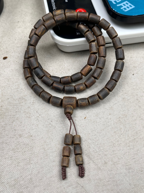 沉香奇楠白奇沉水留疤料桶珠三圈卡7+30克多样性发一条