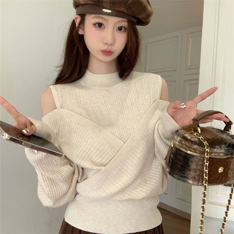 秋冬毛衣洋气针织衫宽松显瘦秋季上衣秋天上衣女新款短款修身