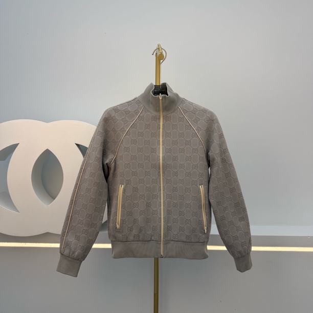 99新 GUCCI/古驰 字母Logo满印拉链长袖外套尺码xs胸围48衣长62