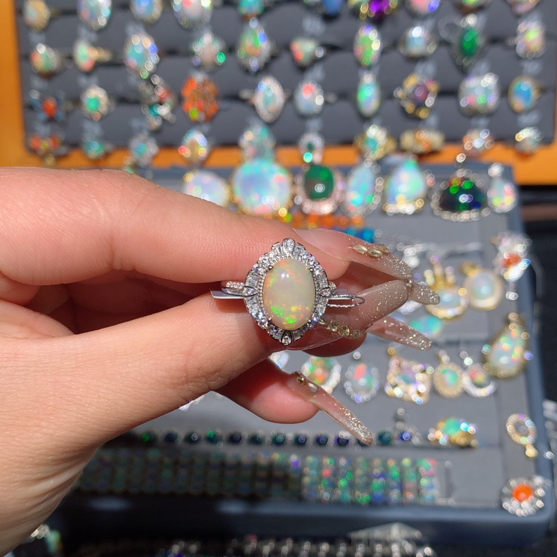 欧泊福利戒指银S925镶嵌