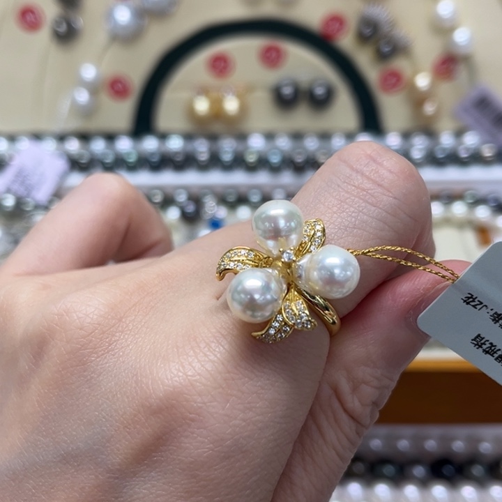 海水珍珠银S925镶嵌戒指AK 7-8mm 96号