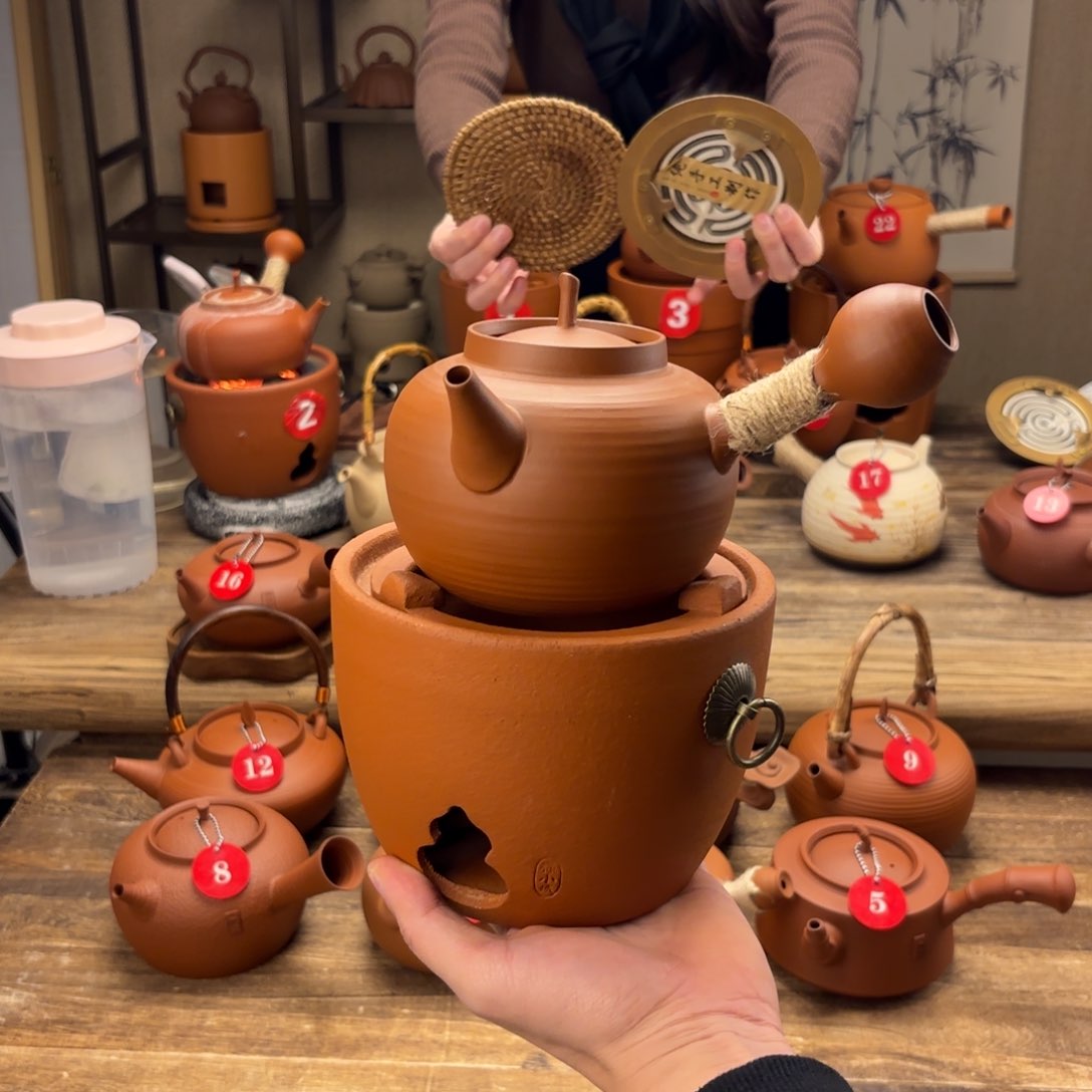 煮水煮茶甘甜 潮州砂铫壶 搭藤垫