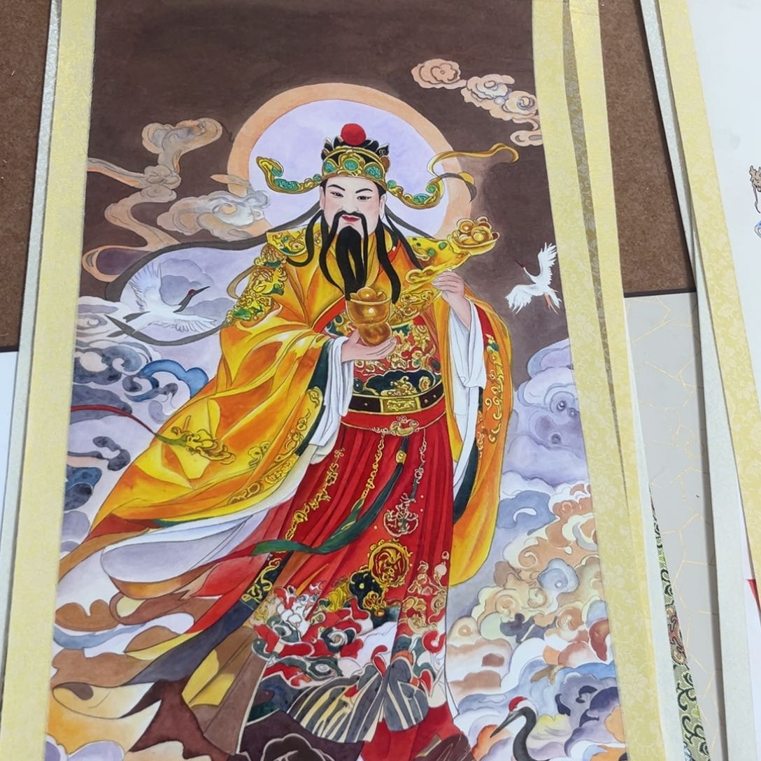 青***司国画文财神带框111111
