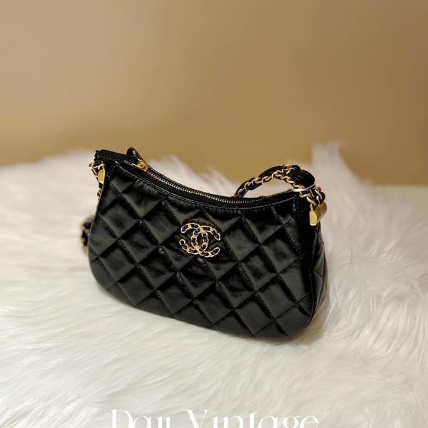 99新 Chanel/香奈儿 大吉中古/Chanel香奈儿23K黑金宽肩带hobo腋