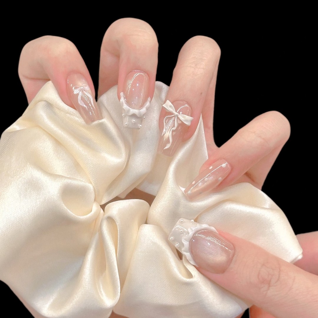 【缦纱芭蕾】纯手工穿戴甲手绘纯欲猫眼美甲清新少女感美甲