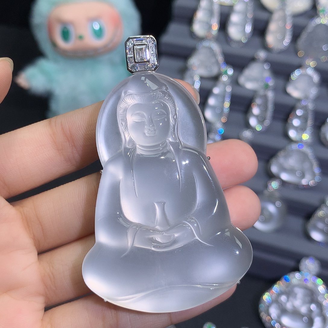 吊坠(不含链)银S925镶嵌石英质玉百*